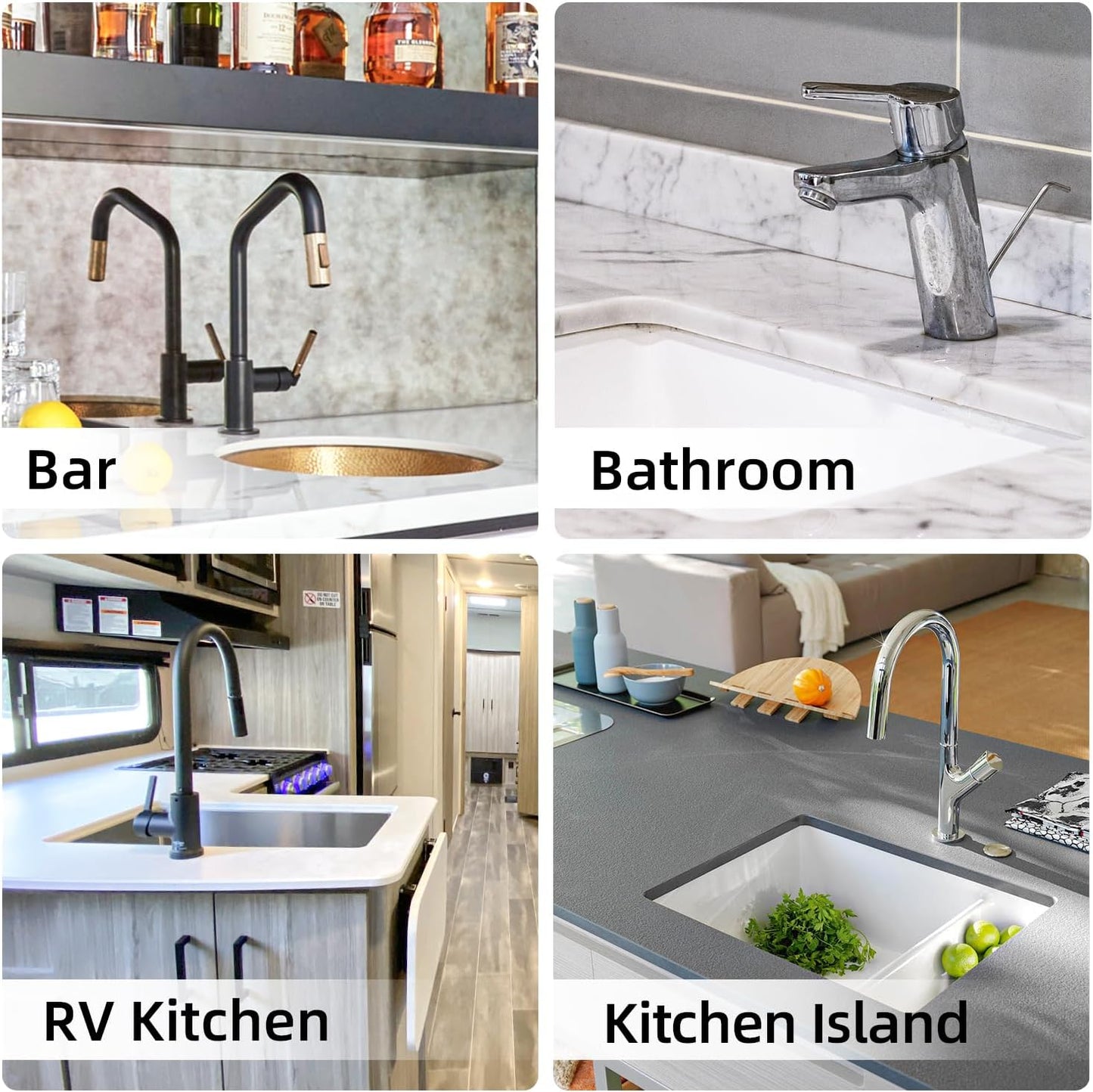 LOPNUR Cuttable Faucet Mat for Kitchen Sink, Extra Long 29 Inch, Black | Super Absorbent & Fast Dry Diatomite Sink Splash Guard, 0.8-2.4 Inch Adjustable Faucet Hole, Cut to Fit Bathroom & RV Sinks