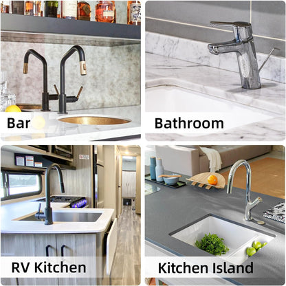 LOPNUR Cuttable Faucet Mat for Kitchen Sink, Extra Long 29 Inch, Black | Super Absorbent & Fast Dry Diatomite Sink Splash Guard, 0.8-2.4 Inch Adjustable Faucet Hole, Cut to Fit Bathroom & RV Sinks