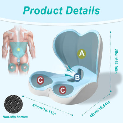 Seat Cushion for Office Chair, Ergonomic Cushion with Lumbar Support Pillow