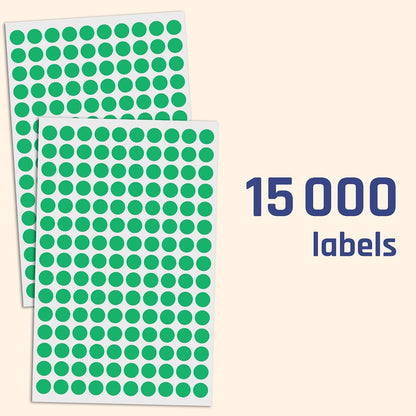 3000 Pieces, Small Colored Dot Round Stickers Labels - 10 Colors, 0.375"