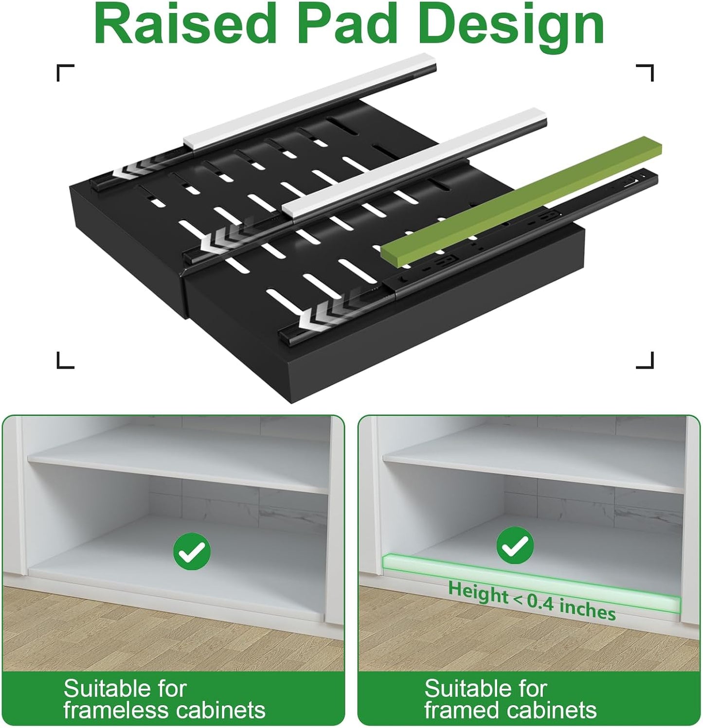 PAKETA 4 Pack Expandable Pull Out Cabinet Organizer,21" Deep | Pull Out Drawers for Cabinets with width from 12" to 20",Sliding Drawers for Cabinets with Upgrade 3 Slide Rails,hold 65 lbs