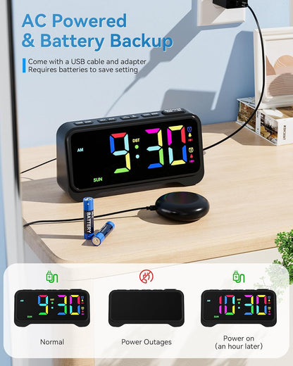 Loud Alarm Clock for Heavy Sleepers Adults, Bed Shaker Alarm Clock