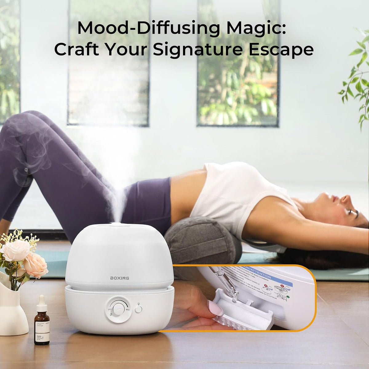 BOXING 3L Cool Mist Humidifier for Bedroom, Top Fill, Quiet, Night Light