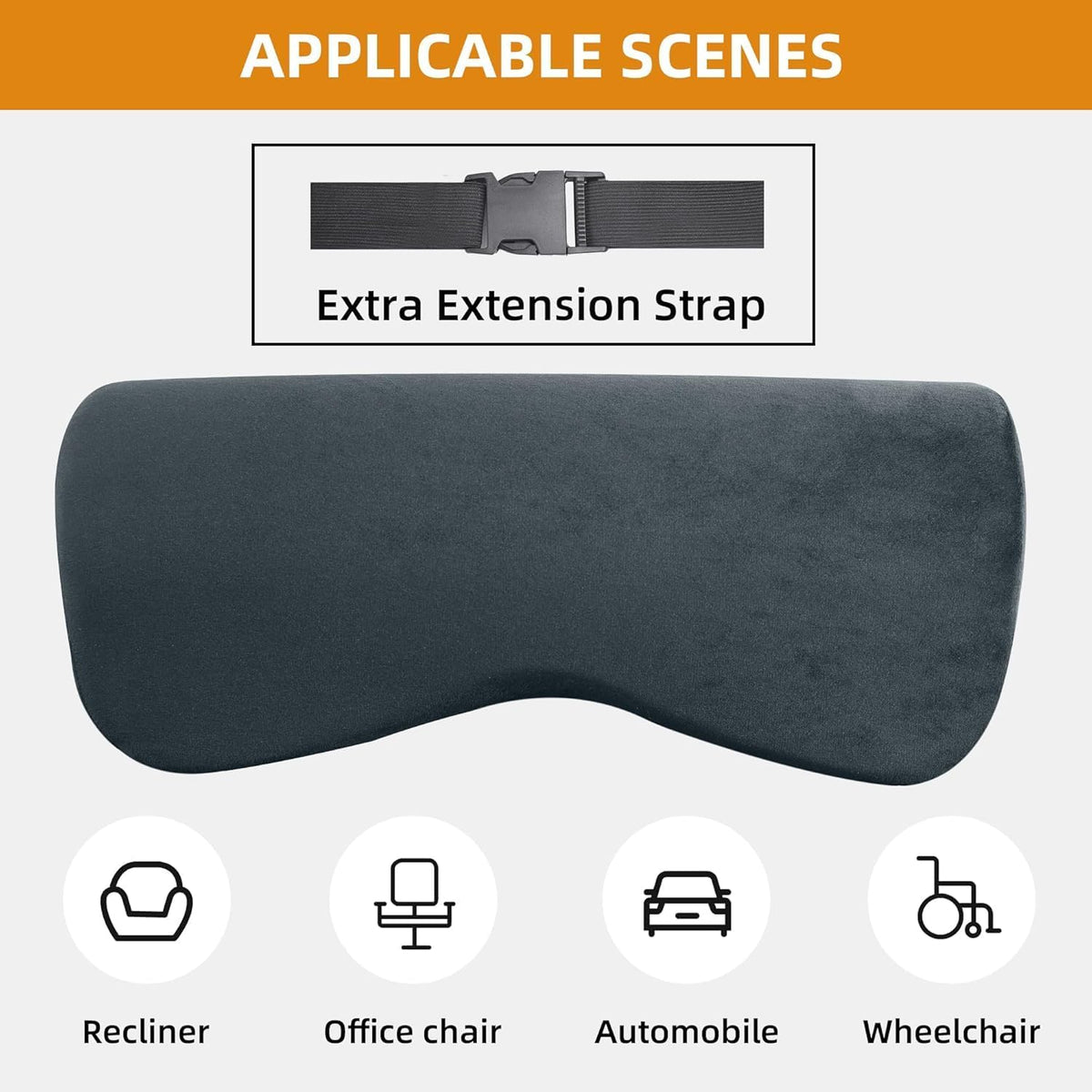 HOMBYS Cervial Neck Pillow for Recliner, Foam Headrest Cushion for Sleeping, Medium Firm Neck Support for Couch, Office Chair and Car, Non-Slip Backing and Elastic Straps, Dark Grey