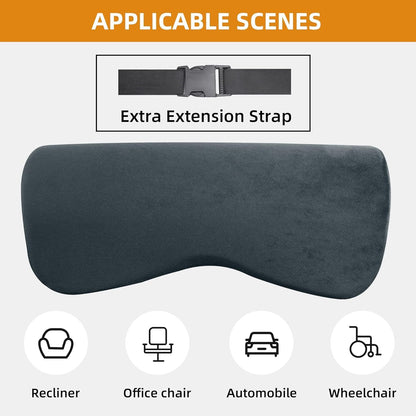 HOMBYS Cervial Neck Pillow for Recliner, Foam Headrest Cushion for Sleeping, Medium Firm Neck Support for Couch, Office Chair and Car, Non-Slip Backing and Elastic Straps, Dark Grey