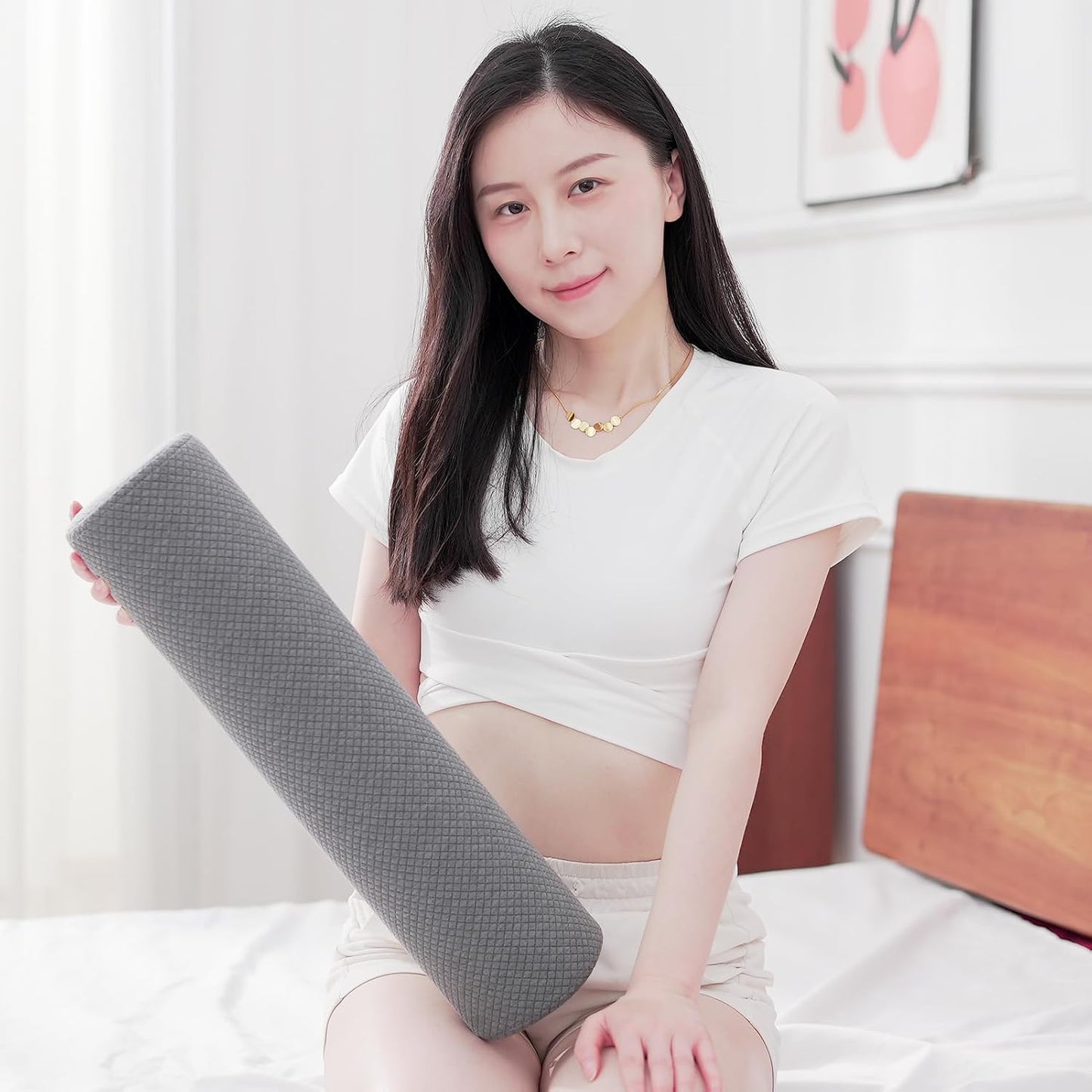 2 Pack Round Massage Table Bolster Pillow Pad, Bolster Pillow, Round Pillows, Suitable for Earthlite Massage Table (Grey, 4.7''x19.6'')