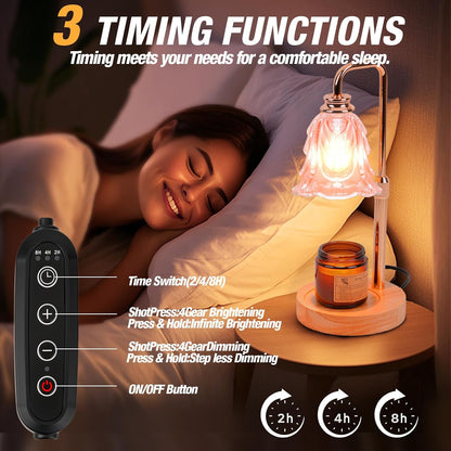 Candle Warmer Lamp with Timer and Dimmer, Electric Wax Warmers for Scented Candles with 5 Brightness Settings, Anti-Glare Lamp with Adjustable Height, Home Decor, Gift for Birthday, Valentines
