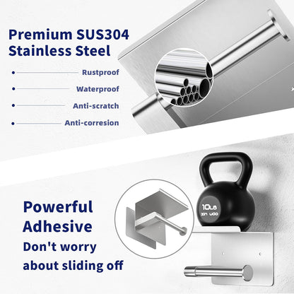 GLNLQ Matte Black Toilet Paper Holder with Shelf, Fits Mega Rolls Size | Adhesive or Screw-in, Waterproof and Rustproof Stainless Steel, Wall Mount Design, Modern Stylish Design, for Bathroom, RV