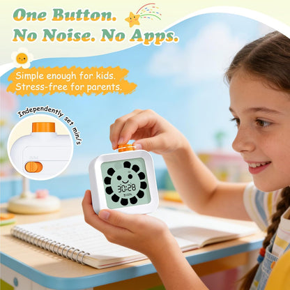 EooCoo School Supplies for Kids Visual Timer for ADHD & Autism, Digital Countdown Timer with Smiley Face-Style Visual Time Progress, Easy Time Management Tool, Classroom Learning & Home Daily Routines