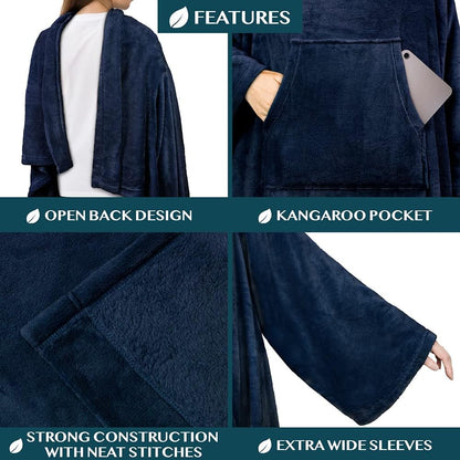 PAVILIA Blanket with Sleeves for Adult Women Men, Soft Warm Wearable Blanket Fleece Wrap Throw, Robe Blanket Gift