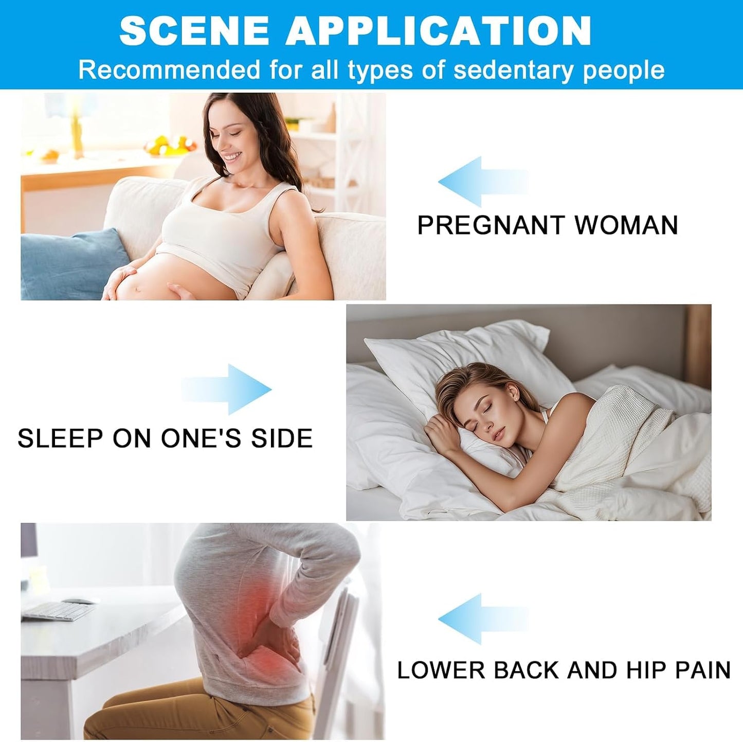 Knee Pillow for Side Sleepers - Sciatica, Hip & Back Pain Relief Pillow with Adjustable Strap, Memory Foam Leg Pillow for Side Sleeping, Spine Alignment Support for Pregnancy, Post-Surgery (Sky Blue)