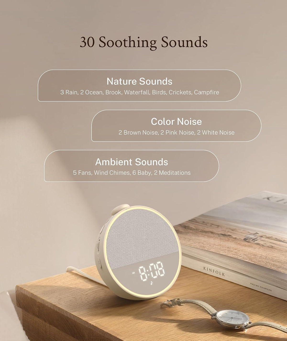 Sound Machine, Alarm Clock, Night Light, Screen-Free Sleep Routine