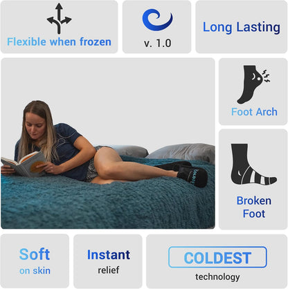 THE COLDEST WATER Ice Pack Slippers - Reusable Gel Ice Packs Slippers for Arthritis Feet/Plantar Fasciitis/Foot Injuries/Chemo/Swelling & More - Hot/Cold Therapy Foot Wraps for Pain Relief (2 Pack)