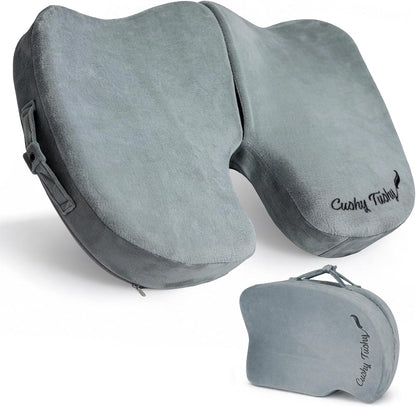 Cushy Tushy Premium Foldable Travel Seat Cushion - for Relief of Lower Back, Sciatic, Butt and Tailbone Pain - for Home & Office Use, Perfect for Travel or Driving - Coccyx Seat Cushion