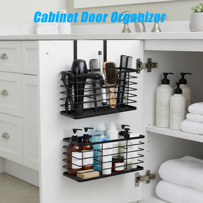 Nicunom Hair Dryer Holder, 3 in 1 Hair Tool Organizer Wall Mounted/Cabinet Door Blow Bathroom Organizer Ajustable Wire Storage Basket for Curling Iron, Flat Iron, Straightener, Styling Tools