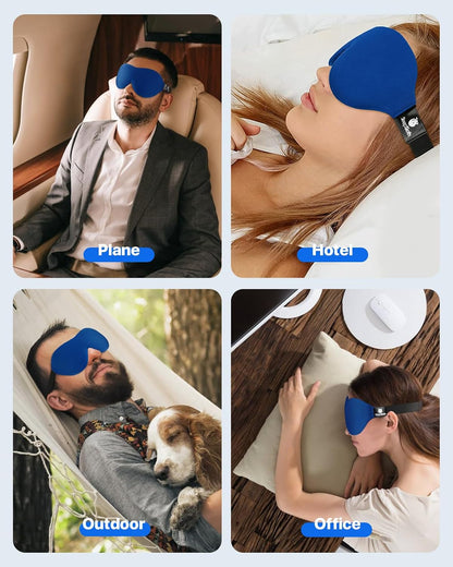 Sleep Mask for Side Sleepers, 3D Contoured Eye Mask for Sleeping, Soft Memory Foam Eye Cover with Adjustable Strap, No Pressure on Eyes, Travel Sleep Mask for Men Women, Shift Work & Naps