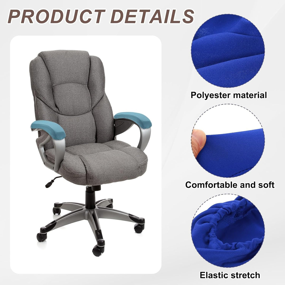 uxcell Chair Armrest Slipcovers Covers, 32 x 8cm Polyester Removable Seat Hand Rest Protector for Office Chairs Desk Chair(Dark Gray)