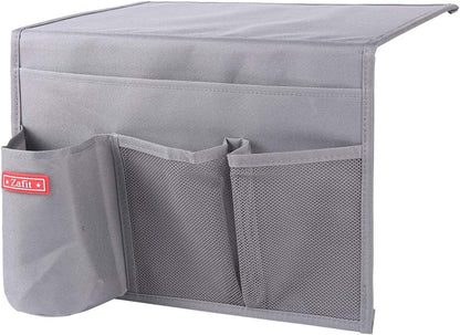 Zafit 5 Pockets Bedside Caddy, Bedside Storage Organizer for Water Bottles, Magazines, Phone, Glasses (5 Pockets-Grey)