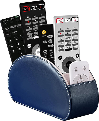 Remote Control Holders Organizer Box with 5 Compartment PU Leather Caddy | Multi-functional Office Desk Storage Caddy Store Tv Remote for Media Player,Brush,Pencil,Glassees&Office Supplies