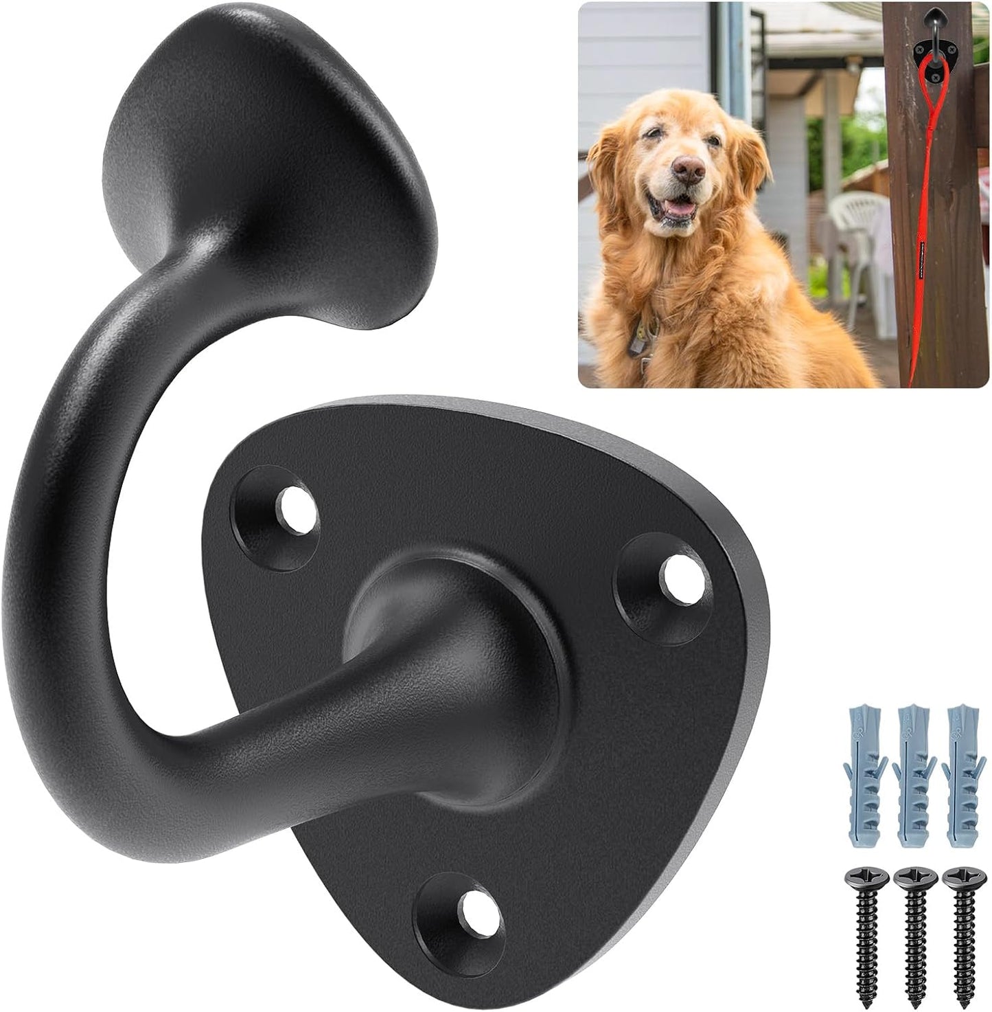 Wall Mount Dog Leash Holder, Heavy Duty Fully Welded Hook, 1 Pack | Convenient for Lead Management, Simple Installation, Sturdy Structure Suitable for Indoor, and Outdoor Use