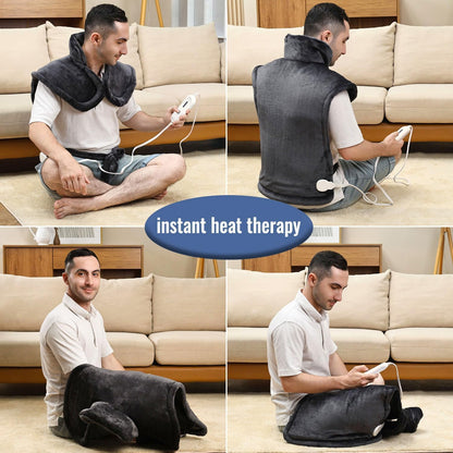 Tefici Heating Pad for Back,Birthday Gift for Women Men Mom Dad,FSA Eligible HSA Approved,24" x33"Fast Heating, Electric Heat Pad,2H Auto-Off, Neck and Shoulders and Back Heat Pad,ETL Certified,Gray