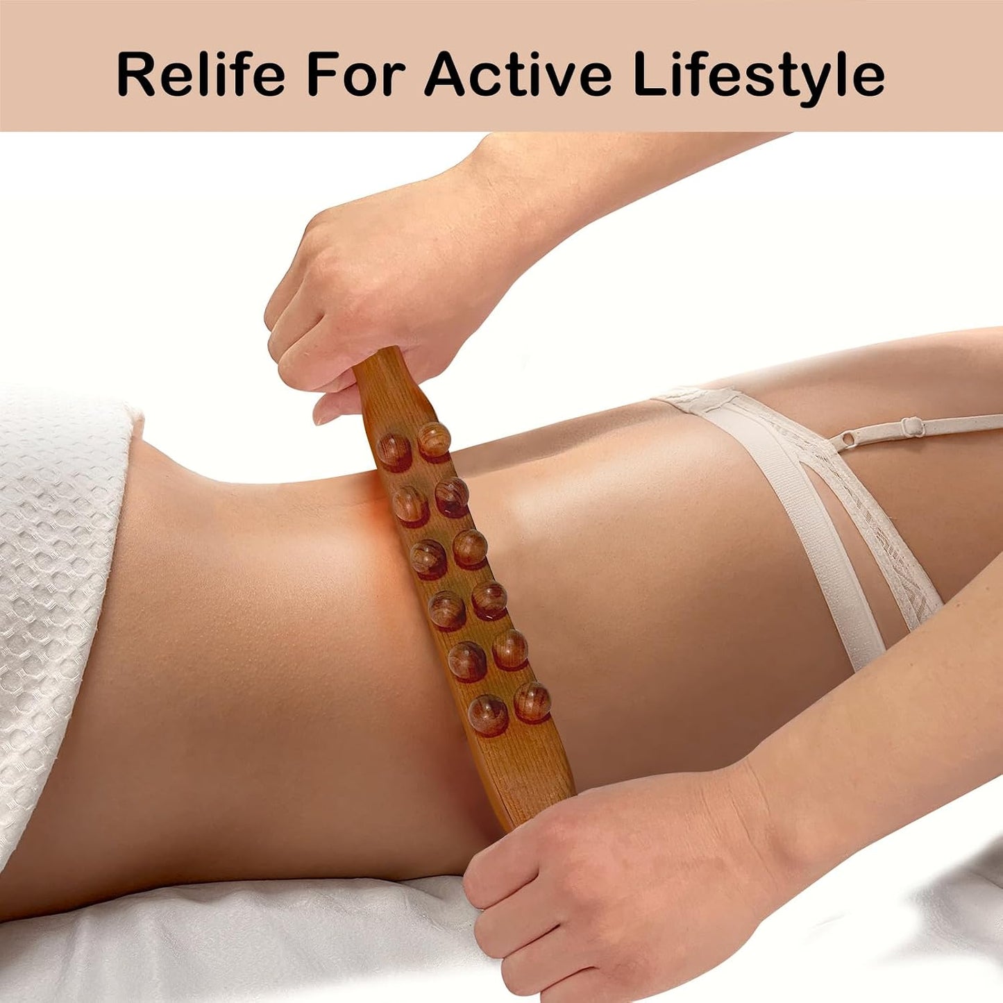 Wooden Massager Handheld Roller Trigger Point Massager Stick for Fascia, Cellulite, Muscle & Abdomen , Body Therapy Massager, Muscle Belly Relief Tool…