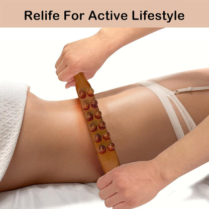 Wooden Massager Handheld Roller Trigger Point Massager Stick for Fascia, Cellulite, Muscle & Abdomen , Body Therapy Massager, Muscle Belly Relief Tool…