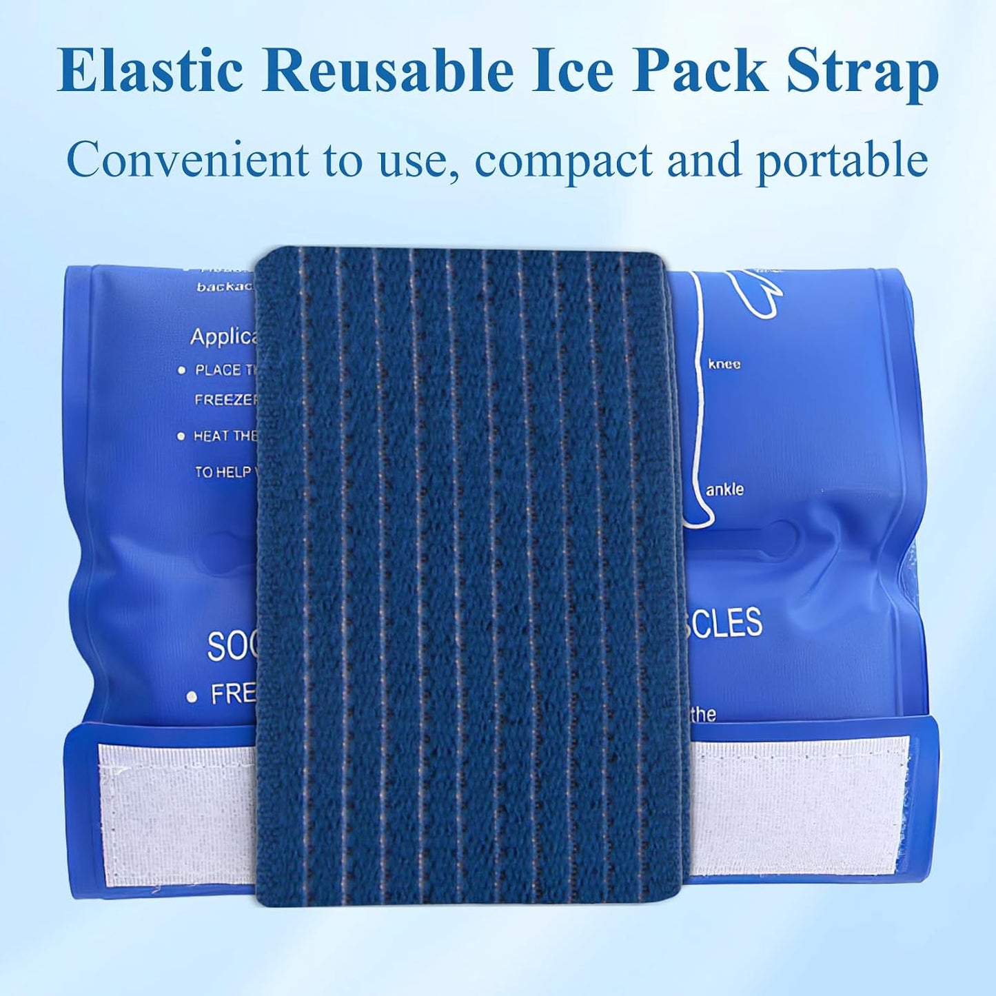 4 Pack Ice Pack Holder Straps for Cold Therapy, 35.5" x 3" Stretch Elastic Wrap with Hook and Loop, Reusable Extender Belt for Knee Shoulder Back (Straps Only, No Ice Packs)(White)