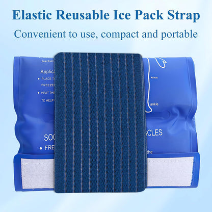 4 Pack Ice Pack Holder Straps for Cold Therapy, 35.5" x 3" Stretch Elastic Wrap with Hook and Loop, Reusable Extender Belt for Knee Shoulder Back (Straps Only, No Ice Packs)(White)