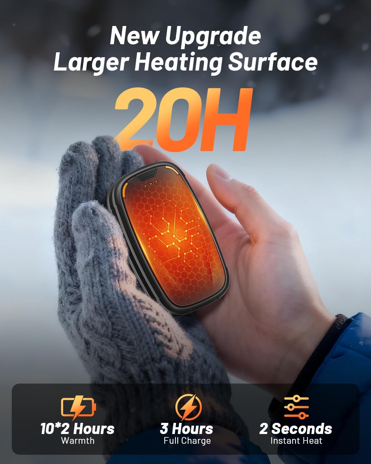 Hand Warmers Rechargeable 2 Pack, 3-Settings Rechargeable Hand Warmer, AI Smart Heating, Pocket Portable Electric Hands Warmer, Magnetic Handwarmers, A Winter for Kids and Loved Ones