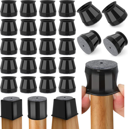 Ansible 24 Pcs Chair Leg Floor Protectors Square | Silicone Felt Furniture Leg Pads Caps Covers for Hardwood Floors (Fit:1-1/16" to 1-5/8")