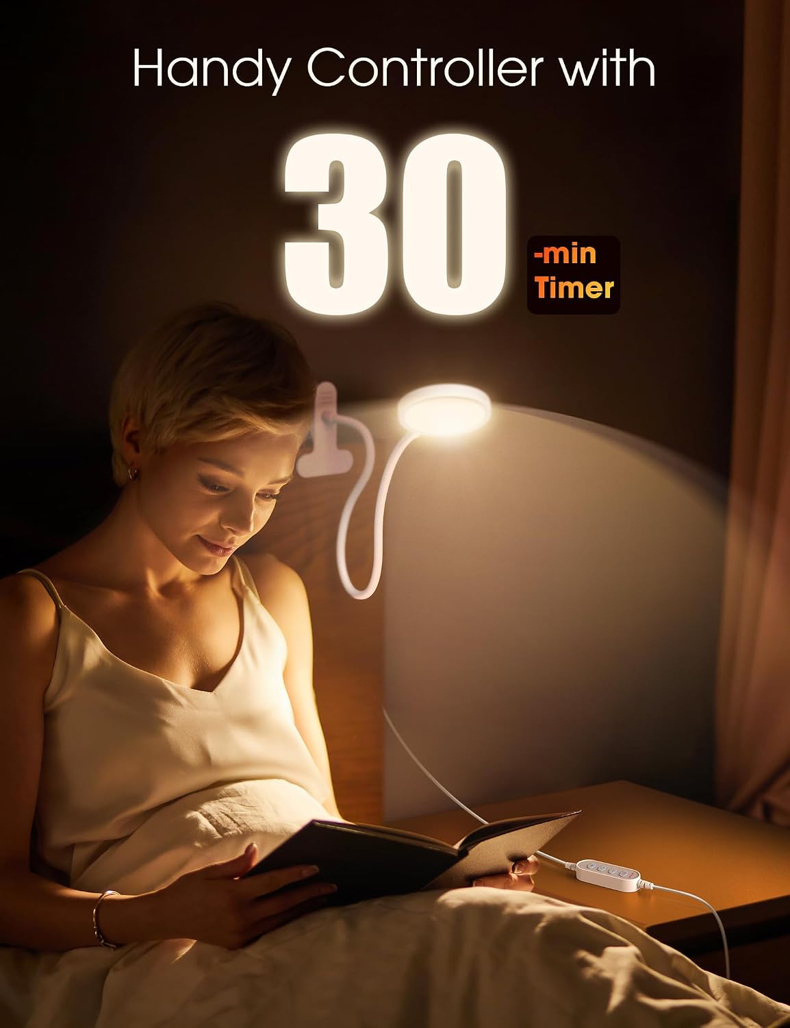 LiFMIRA Bed Lamp Clip on Light 8W 66 LED Reading Light for Bed White