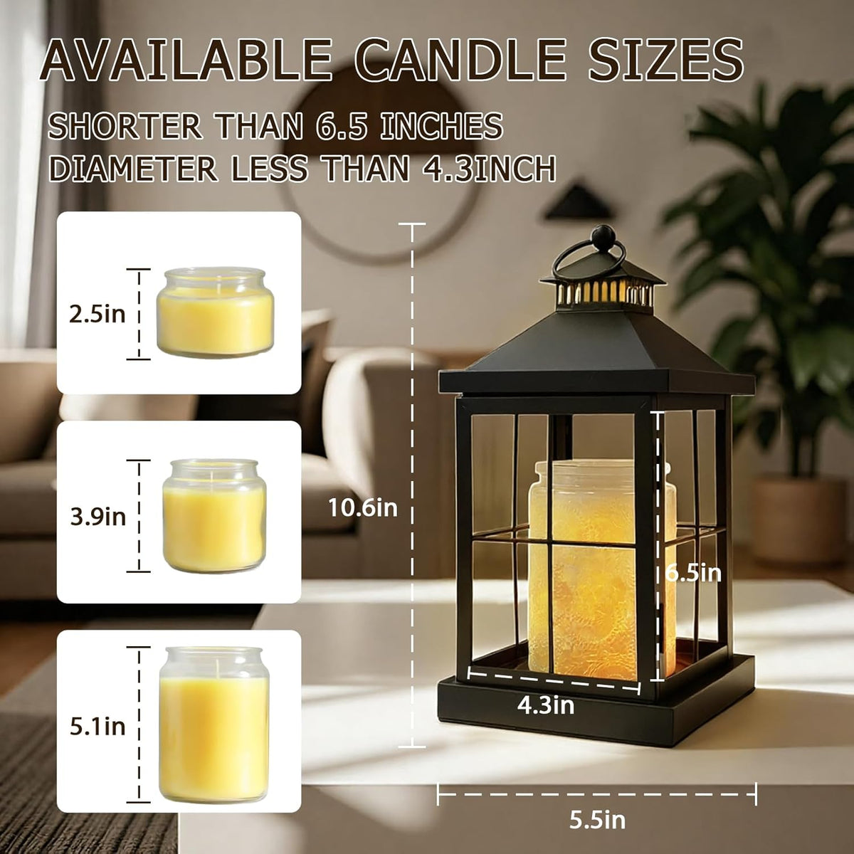 2026 New Candle Warmer Lamp with Timer,Compatible with 3 Wick Candles Jars,Vintage Candle Warmer Lantern Lamp,Dimmable Farmhouse Candle Lamp Warmer,Fully Enclosed and Hanging Up Designed