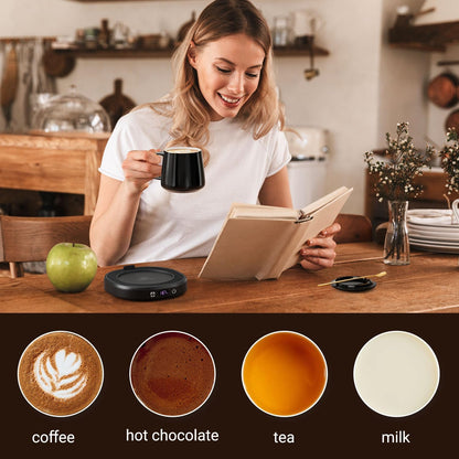 Coffee Mug Warmer & You are Awesome Mug Set, Electric Cup Warmer for Desk | Beverage Warmer Plate for Coffee, Tea, 4 Temperature Setting, 8-Hours Auto Shut Off, 14oz Mug with Spoon & Lid Included
