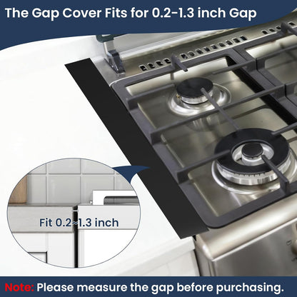 2PCS Kitchen Stove Counter Gap Covers Stainless Steel (13.8"-27.5" Black) | Cooktop Trim Kit, Stove Gap Guards, Oven Gap Filler, Easy to Clean, Heat Resistant & Effectively Protect Stove Gap Filler