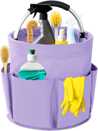 Cleaning Caddy with Handle, 17L Foldable Cleaning Supplies Organizer, Portable Storage Basket, Cleaning Supply Caddy, Multifunctional Cleaning Bucket Bag for Garden, Home, Kitchen (Black)