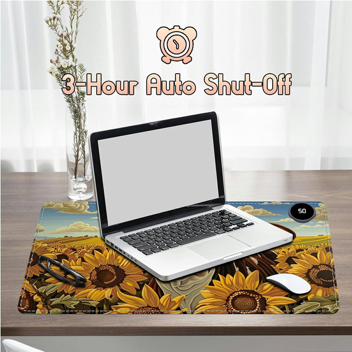 Heated Desk Pad Heated Large Mouse Pad, Electric Quickly Warm Desk Mat with 3 Levels Heating 3 Hours Auto Shut-Off, 31.5" x 13" Warm Gaming Mousepad Hand Foot Warmer, Baby Elephant