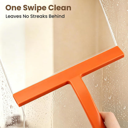 10 Inch Silicone Shower Squeegee for Glass Doors, Streak-Free, Black | No-Squeak Silicone Blade, Ergonomic Round Grip and Built-In Hook for Quick Daily Cleaning of Shower Glass, Tile and Windows