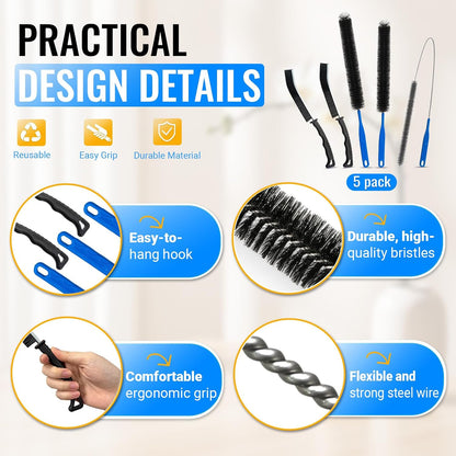 5 Pack Dryer Vent Cleaner Kit, Extra Long Flexible Brushes for Lint, Pet Hair & Dust, Refrigerator Coils, Home Washers, Sinks & Drains