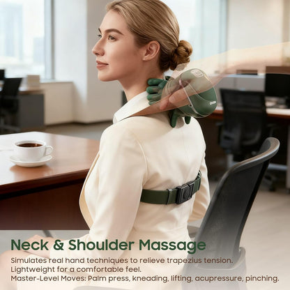 Hand Neck Massager with Fingers, Shoulder and Neck Massager with Hands, Bionic Heated Massager, Deep Tissue Massage, Shoulder & Cervical Relief, Relax Muscle Tension, Hands-Free, Portable