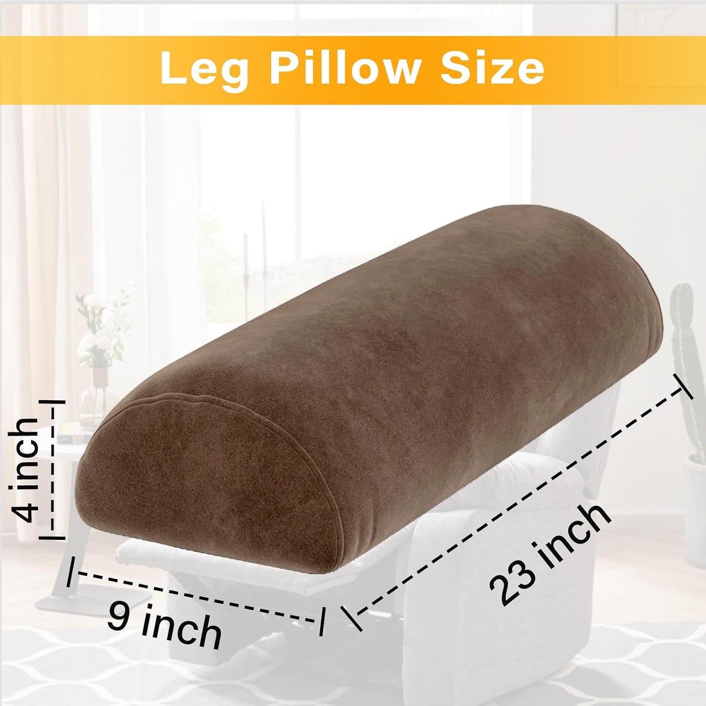 1 MIDDLE ONE Recliner Leg Rest Cushion with Strap, Memory Foam Under Knee Pillow for Back Sleeping and Foot Elevation, Half Moon Bolster Pillow for Chair, Head, Lumbar Support, 23x9x4in (Grey)