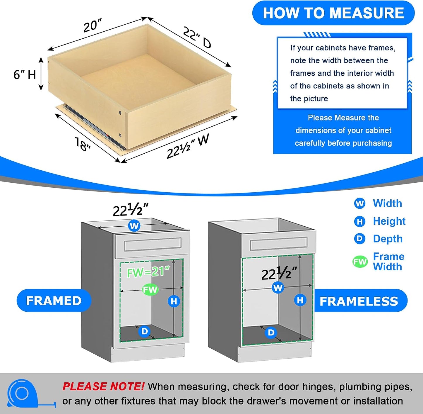 WelFurGeer Soft Close Pull Out Cabinet Organizer, 26" W x 22" D Pull Out Drawer for Cabinet, Bottom Mount Pull Out Drawers for Kitchen Cabinets, Smooth Slide-Out Shelves for Home Kitchen Organization