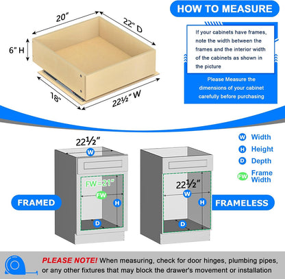 WelFurGeer Soft Close Pull Out Cabinet Organizer, 26" W x 22" D Pull Out Drawer for Cabinet, Bottom Mount Pull Out Drawers for Kitchen Cabinets, Smooth Slide-Out Shelves for Home Kitchen Organization