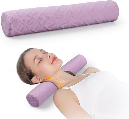 Cozyhealth 3.1" H Small Cervical Roll Pillow, Medium Soft Memory Foam Neck Round Pillow Cylinder Bolster Pillow for Sleeping, Round Neck Support for Bed, Legs, Back and Yoga (Grey, Small - 3.1" H)