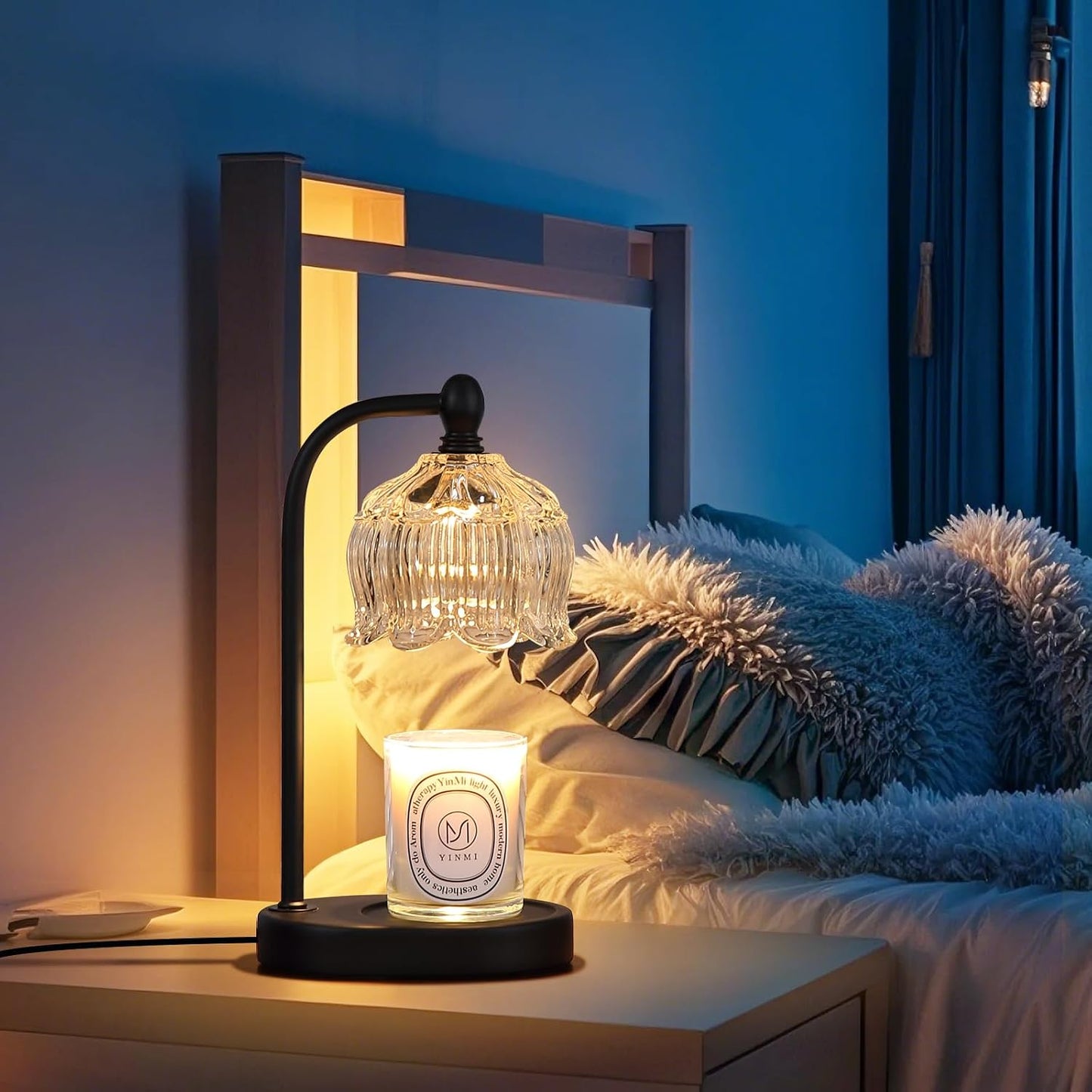 Candle Warmer Lamp with Timer and Dimmer,Electric Gold Light Gifts for Women Melt Wax Warmer Lamp with 2 Bulbs for Candle Jars House Warming New Home Decor Bedroom