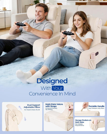 Kayfia Reading Pillow, 30-90° Stepless Adjust Angle & Height, Large, Grey | 2 in 1 Back Wedge Pillow for Bed Sitting up, Adjustable Headrest, Backrest Pillow for Reading/Gaming/Working in Bed or Couch