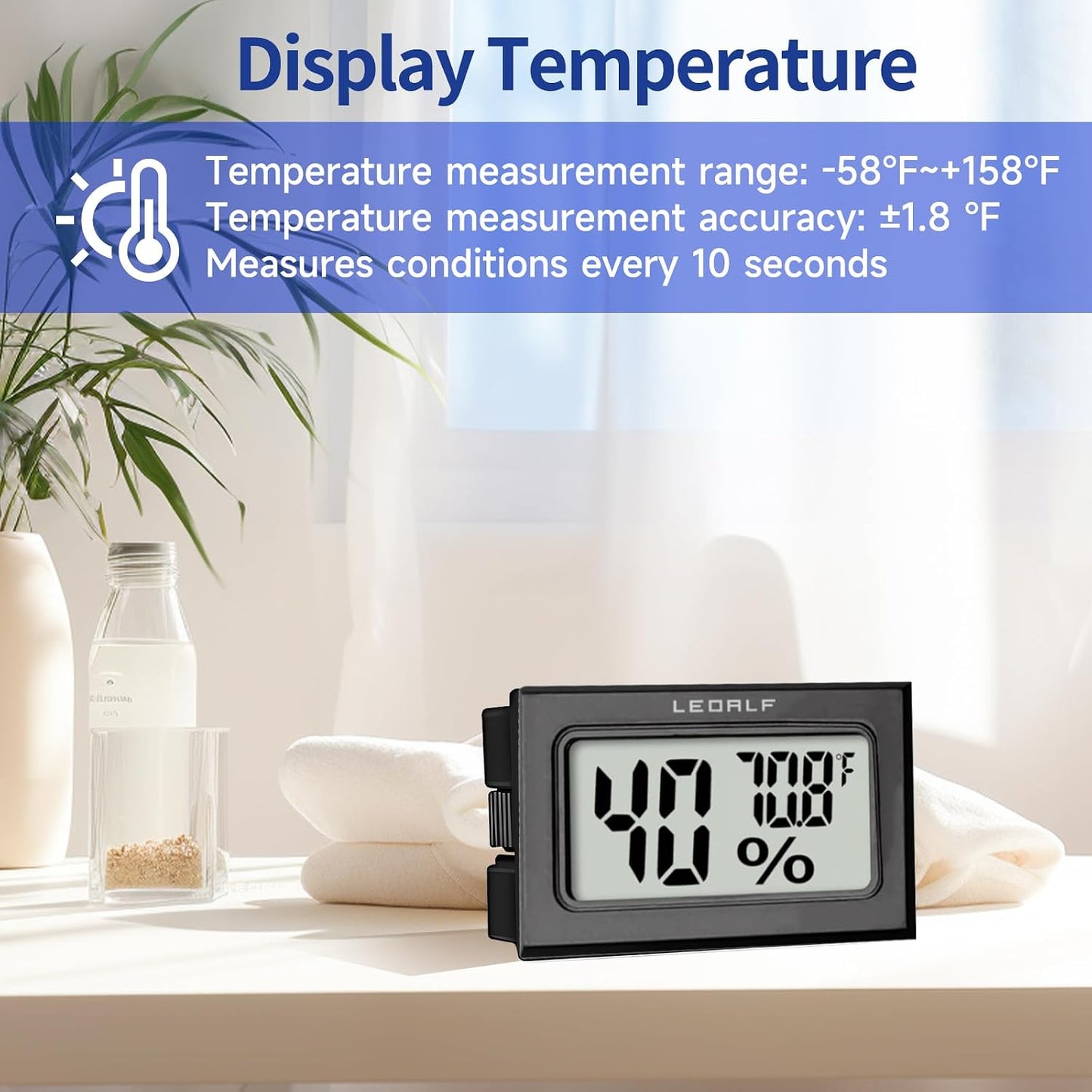 Mini Humidity Meter Hygrometer 6 Pack Room Thermometer Indoor Digital Temperature and Humidity Monitor (Black)