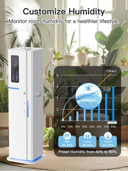 10L/2.64Gal Humidifier, Top Fill Quiet Ultrasonic Cool Mist Humidifiers for Bedroom, Covers 550ft², 60H Runtime, 24H Timer, 3 Mist Modes Humidifier Large Room, Home, Office, Plants, Black