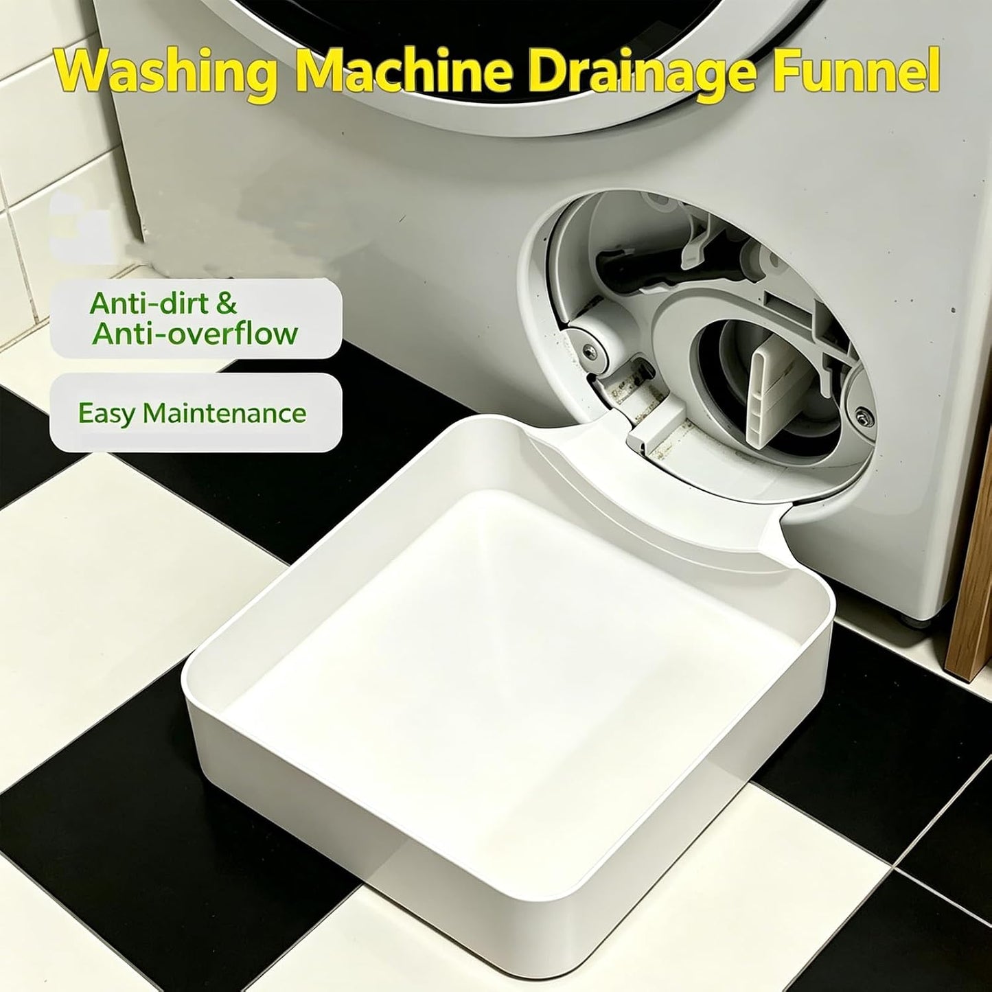 Washer Drain Pan, Washing Machine Drainage Tray, Universal Front-Load Washing Machine Drain Pan, Easy Installation for Basements, Apartments, Mobile Homes, Garages, and Rentals (Style A)