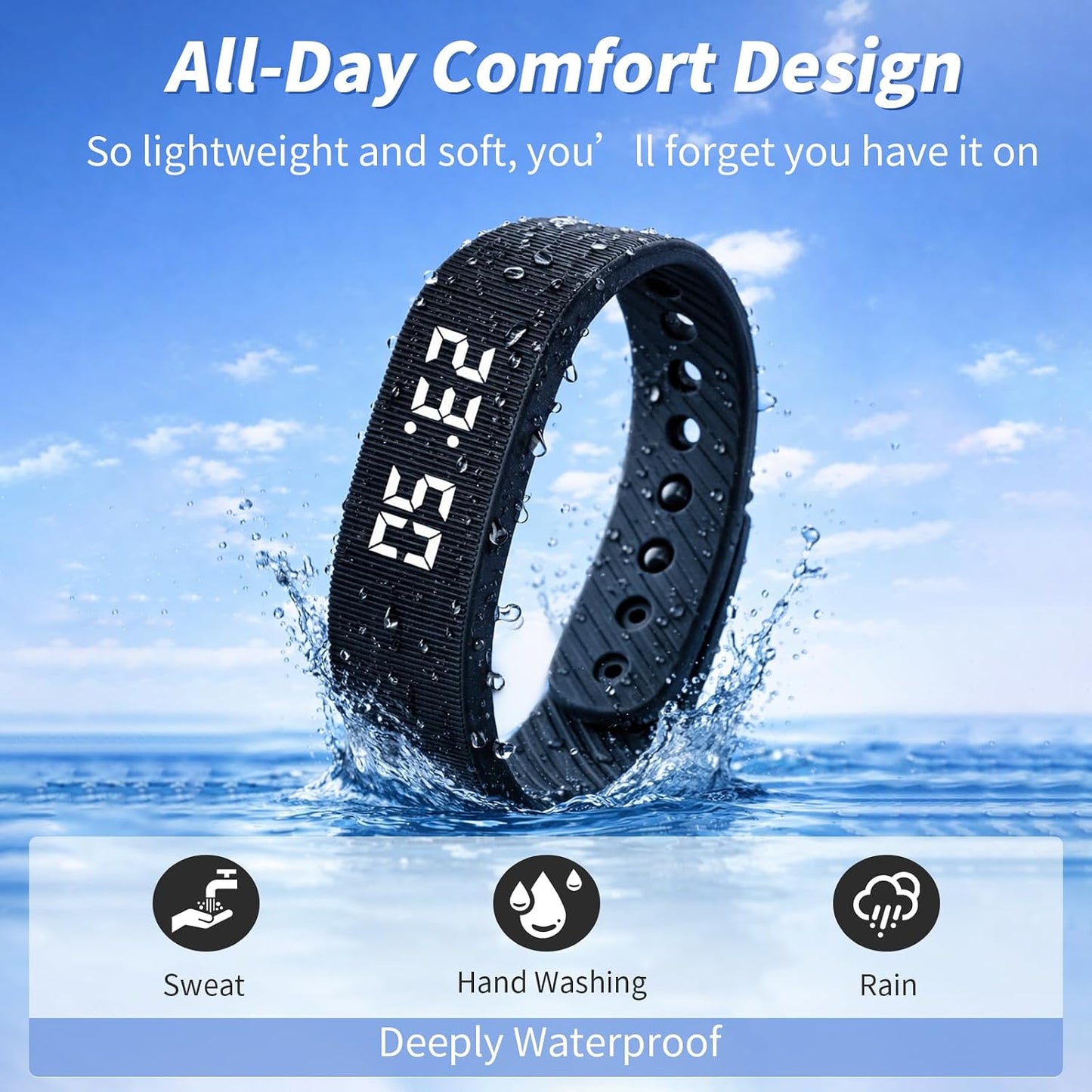 Vibrating Alarm Wristband Clock for Heavy Sleepers Wake Band Watch Bracelet Adults Silent Shock Vibration Wrist for Deaf People Wearable Loud Sleep Despertador Alarmas para Despertar
